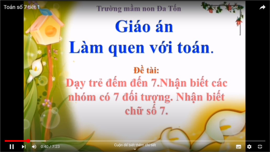 Dạy trẻ làm quen với chữ số 7 - Giáo viên: Nguyễn Thị Nết ( A2)